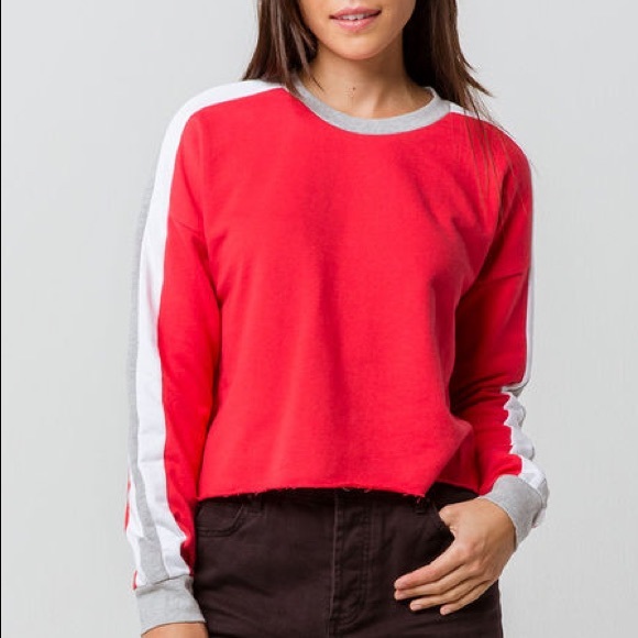 NWT Destined 3 Stripe Raw-edged Crop Sweatshirt - Picture 2 of 4